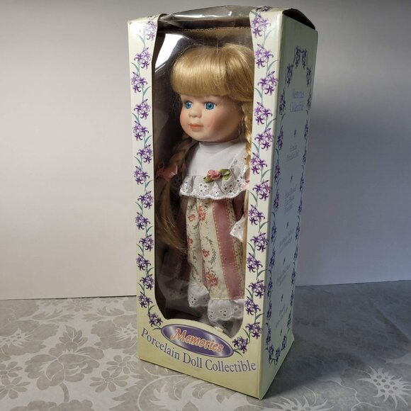 1996 Vintage Collectible Memories Porcelain 11" Doll Cuddle Wit w/Original Box - Picture 6 of 10